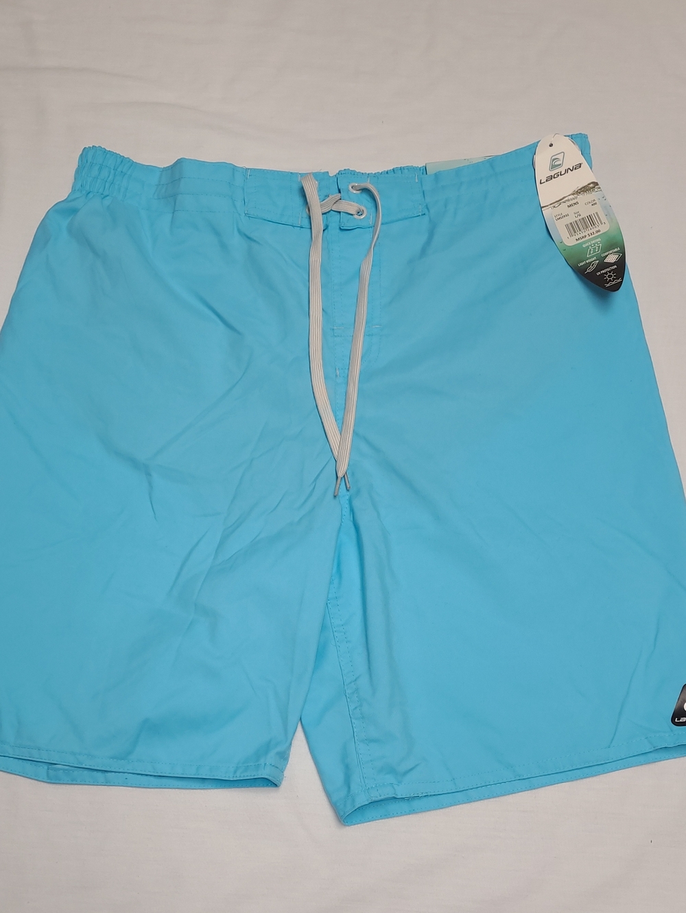NWT Laguna Men's Aquamarine Swim Trunks Board Shorts w/Drawstring elastic waist